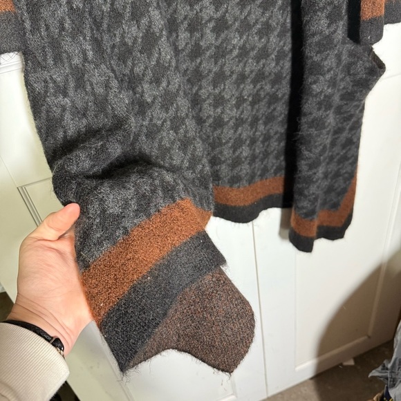 Max Studio Houndstooth Open Front Cardigan Sweater Coat Size Large Jacquard - Picture 12 of 12